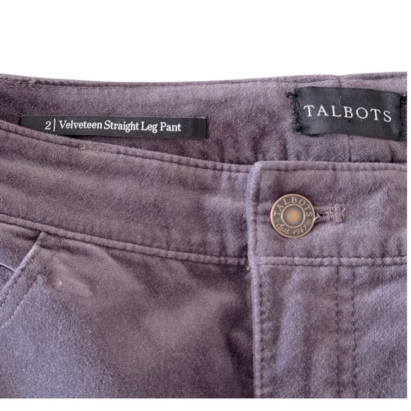 TALBOTS SIZE 2 HIGH-RISE STRAIGHT-LEG GRAY VELVETEEN 5 POCKET STRETCH JEANS - Picture 5 of 7